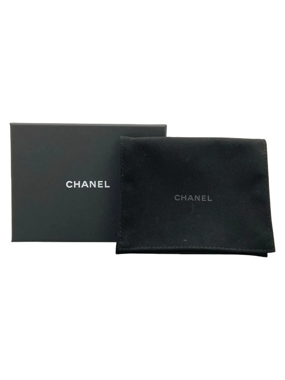 Chanel Coin Case Quilted Black L-shaped Zipper Champagne Gold